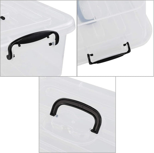 Readsky 8 Quart Lidded Storage Bins, Clear and Black, 2 Packs