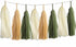 Olive-Green Tan Cream Tassel-Garland Decor - 15-Pack DIY Paper Tassels for Baby Shower Wedding Decor