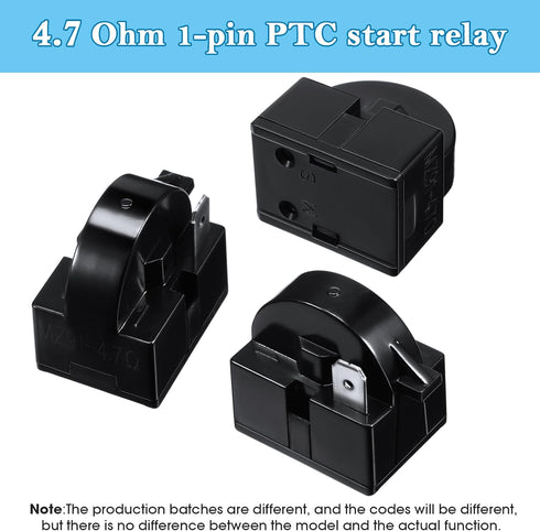 Mudder QP2-4.7 PTC Starter Relay and 6750C-0005P Overload Protector, 2 Pieces Compatible with LG Refrigerator Compressor