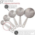 Stainless Steel Measuring Cups - 5 Piece Heavy Duty Set with Storage Ring