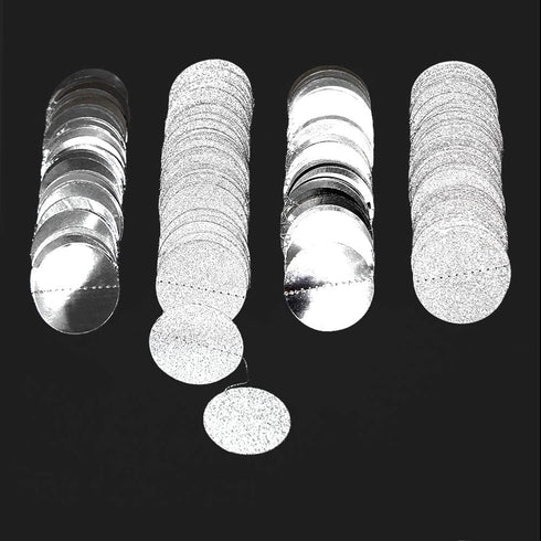 Cheerland Glitter Silver Circle Dot Garlands - Metallic Silver Party Decorations for Wedding, Birthday