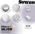 SUWEN 60PCS Metallic Silver Confetti Balloons Set, Latex Helium Chrome Silver Balloons for Party Decorations