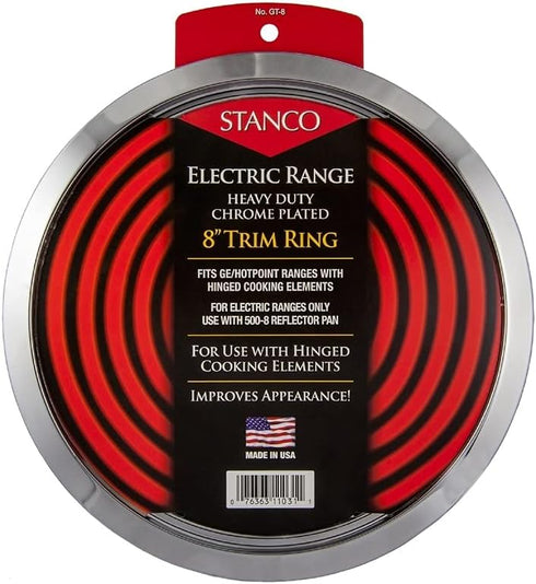 Stanco Metal Prod GT-8 Chrome Trim Ring, 8" Triple Plated Steel