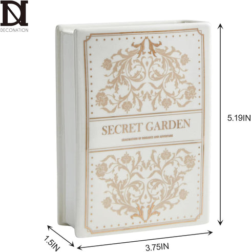 Ceramic Book-Shaped Vase for Flowers, Book Lovers Gifts Planter Pot, Aesthetic Room Decor Cute Unique Flowers Vases