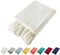 Homiest Decorative Knitted Throw with Fringe, Lightweight Acrylic Knit Blanket, Soft & Cozy