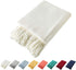 Homiest Decorative Knitted Throw with Fringe, Lightweight Acrylic Knit Blanket, Soft & Cozy
