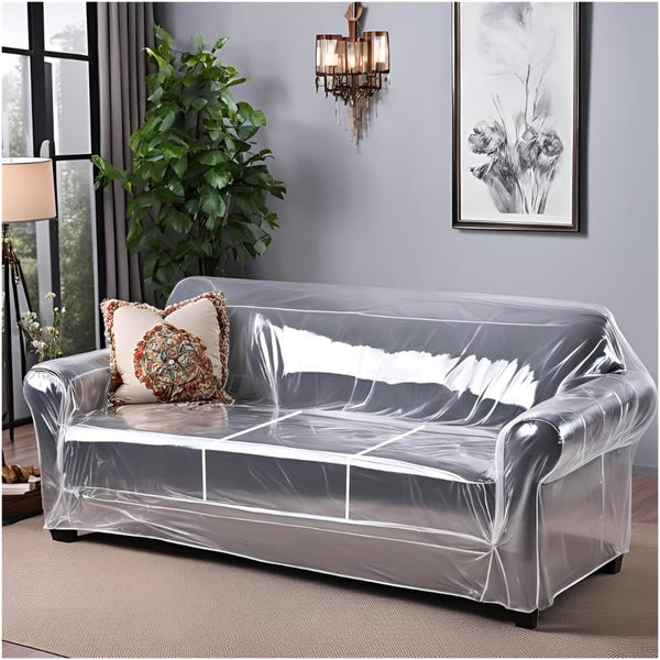 Evelots Clear Couch Cover - Thick Heavy Duty Vinyl 3 Seat Sofa Cover for Protection Against Pets