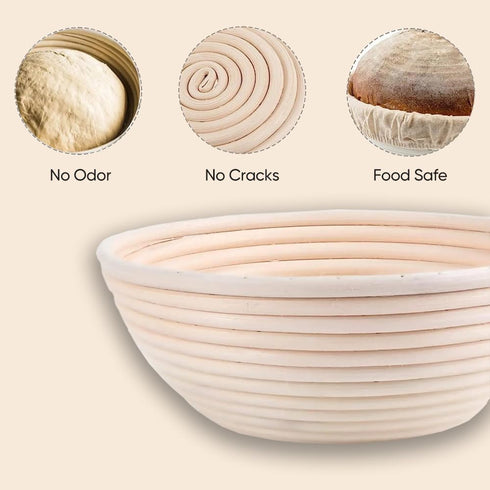 Sourdough Bread Proofing Baskets Set of 2, Round & Oval Banneton Bowl with Liners for Baking