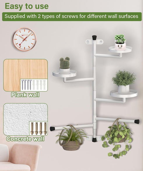 3-Tier 160 Window Plant Shelves, Rotating Indoor Wall Mounted Plant Holder Shelf for Haning Multiple Plants, Floating