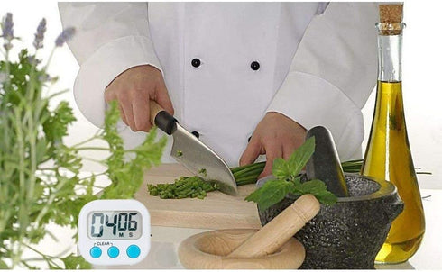 6 Pack Small Digital Kitchen Timer with Magnetic Back and ON/Off Switch - White