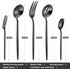 Serving Utensils Set, LAZAHOME Matte Black 5-Piece Hostess Set, Stainless Steel Silverware Flatware Cutlery Serving Set for Dinner Parties Entertaining, Satin Finish, Dishwasher Safe by LAZAHOME
