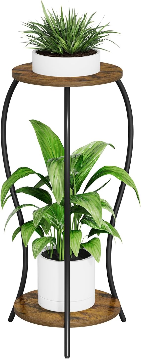Plant Stand Indoor, 2 Tier Round Tall Plant Stand, Flower Pot Stand,