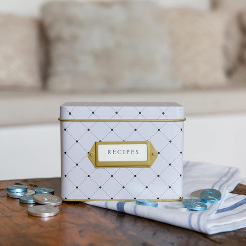 Jot & Mark Recipe Card Gift Box: 50 4x6 inch Cards with 14 Dividers in a Decorative Floral Tin Box