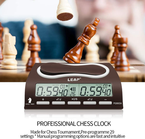 9903a LEAP Chess Clock Digital Chess Timer Professional for Board Games Timer with Alarm Function (Official Store)
