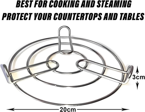Iron Stand | Stainless Steel Trivet | Round Steamer Rack for Kitchen | Heat Resistant Hot Plate Holder | Pack of 2