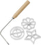 Rosette Iron with Wooden Handle, Stainless Steel Baking Tool for Rosette, Ravioli, Empanada, Cookie Cutters