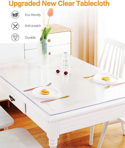 VeeCano 16X32 Inch Countertop New Clear Plastic Desk Pad Protector Transparent Rectangular Tablecloth Thick Vinyl Table