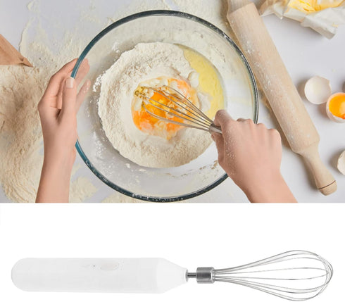 USB Charging Electric Egg Beater, Handheld Milk Frother, Portable Cordless Drink Mixer (White)