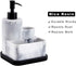 ZCCZ White Soap Dispenser with Sponge Holder, 3 in 1 Set Organizer for Sink Countertop, Removable Tray, Marble Look