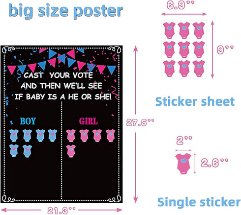 MISS FANTASY Gender Reveal Decorations, 54 Voting Gender Reveal Games, Party Supplies for Gender Reveal Voting Use
