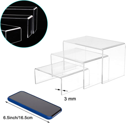 Cerpourt 2 Sets Risers(4",5",6") ((4"x5"x6") Acrylic Display Product Stand Clear Risers)