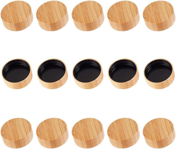 OLYCRAFT 15Pcs Wood Spice Jars Lids, Bamboo Lid Fits 4 Oz Square Spice Jars, Kitchen Organization