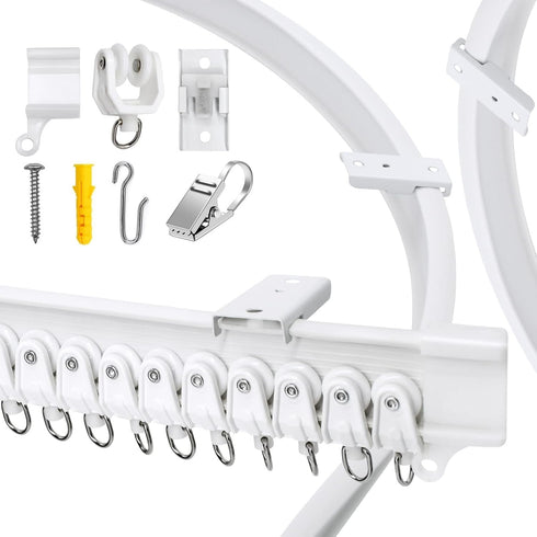 VRSS Flexible Bendable Curved Ceiling Curtain Track, 2 Meters (6.6 ft) with Stainless Steel Curtain Clips for Shower