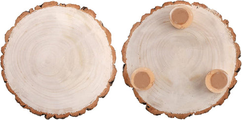 11 Inch Frcctre Wood Cake Stand, Round Wooden Cupcake Pedestal, Paulownia Woods Slice with Legs, Rustic Cake Holder