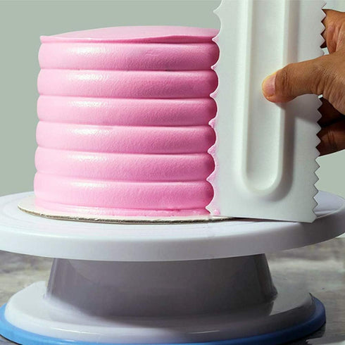 Antallcky Decorating Comb and Icing Smoother Set of 4 Pack for Cake Edge Tools, Plastic Sawtooth Scraper