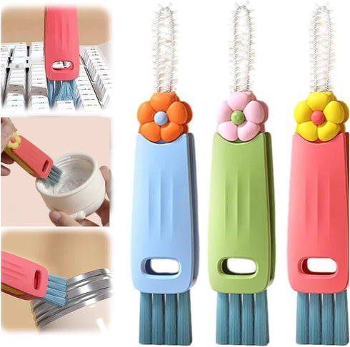 3Pcs 3 in 1 Cup Lid Cleaning Brush, New Crevice Cleaning Brush for Tight Spaces, Portable Cleaner with Straw Brush