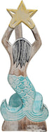 WorldBazzar Hand Carved Mermaid Star Fish Paper Towel Holder Wood Carving Nautical Statue Kitchen Gadget Sculpture