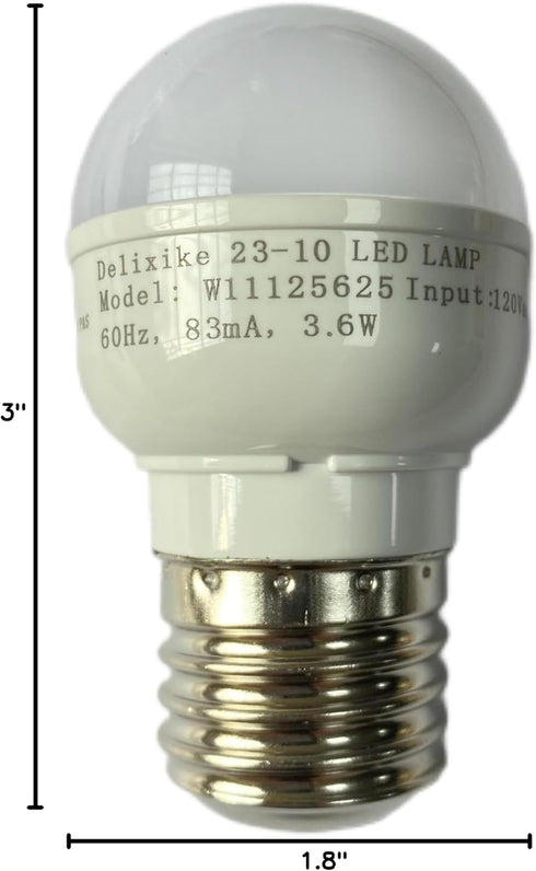 W11216993 W11125625 Whirlpool Refrigerator Light Bulb Replacement, Wattage: 3.6w, White