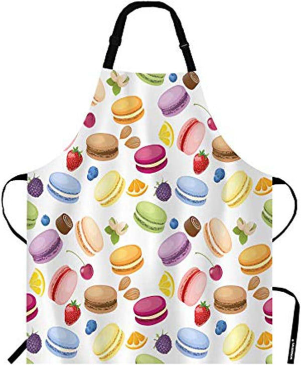 WONDERTIFY Colorful Macarons Apron - Adjustable Bib for Men & Women, Suitable for Kitchen Cooking & Baking