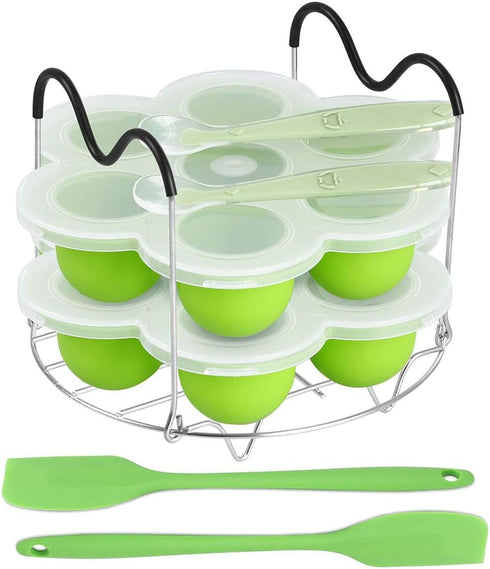 ROTTAY Silicone Egg Bites Molds and Steamer Rack Trivet, 7pcs Set for Instant Pot Accessories, 6qt & 8qt