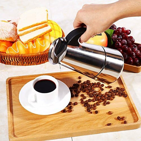 Coffee Maker - Stainless Steel Percolator Stovetop Espresso Latte Maker - Easy Clean (300ML 6 Cup)