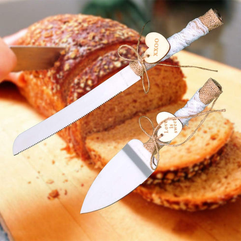 Rustic Love Sign Wedding Cake Knife and Server Set - Rustic Wedding Cake Knife for Parties and Anniversaries