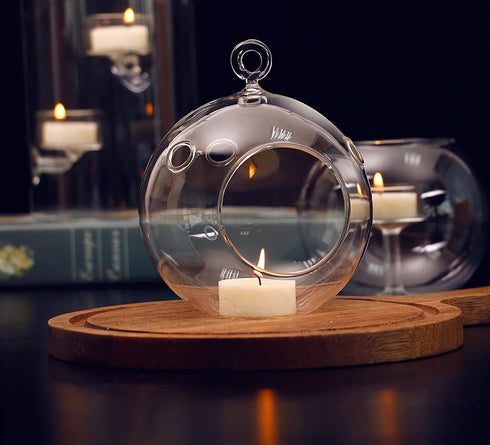 12 Pcs 3.15"/8cm Hanging Candle Holder Glass Globes for Candles, Air Plant Holders, Home Wedding Decoration