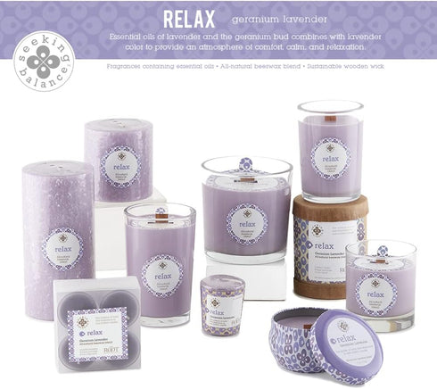 Root Candles Seeking Balance Small Spa Candle - 6.5-Ounce, Relax: Geranium Lavender