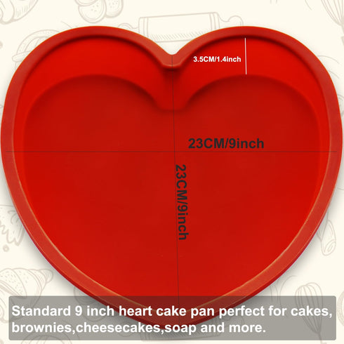 QTECLOR Silicone Heart Shaped Cake Pans, Nonstick Heart Cake Mold, Heart Shaped Baking Pans for Cakes and Brownies, Easy Clean, Freezer, Microwave and Oven Safe (A) by QTECLOR