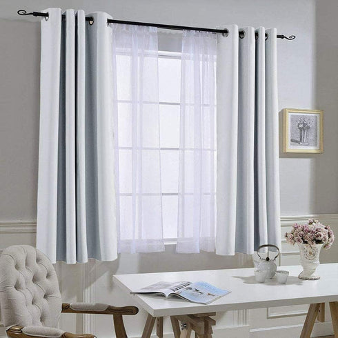 NICETOWN Greyish White Room Darkening Curtains, Thermal Insulated Grommet Panels for Bedroom (2 Panels, 52 by 54)