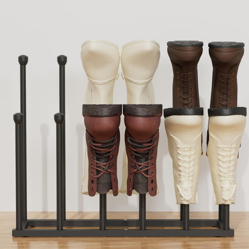 Tigerden 22.5 Inches Free Standing Shoe Racks, Tall Black Metal Boot Rack Organizer