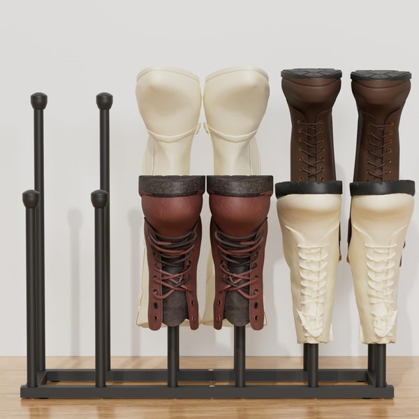 Tigerden 22.5 Inches Free Standing Shoe Racks, Tall Black Metal Boot Rack Organizer