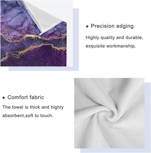 KENADVI Set,Ultra 3 Set Bathroom,1 1 1 Purple Marble Bath Towels Soft Piece Abstract Gold Texture Aesthetic Modern