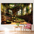 60x40inch Ine Ive Forest Library Tapestry Mysterious Green Tree Medieval Bookshelf Aesthetic Tapestries Vintage Book