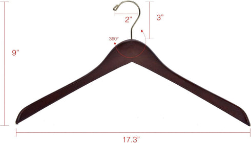 5) Quality Walnut Wooden Curved Coat Hangers, Smooth Solid Wood Pants Hangers, Swivel Hook, Coat, Jacket (Gold Hook
