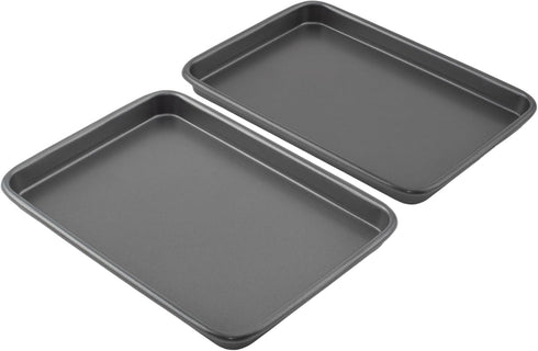 GoodCook Everyday Set of 2 Nonstick Steel 9" x 6.2" Toaster Oven Mini Baking Sheets, Gray by GoodCook