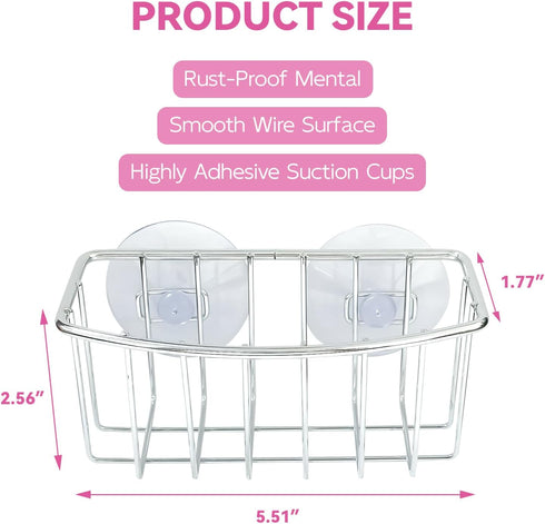 2 Linemoon Sponge Holder for Kitchen Sink Caddy with Suction Cups, Efficient Sponge Caddy for Kitchen Storage