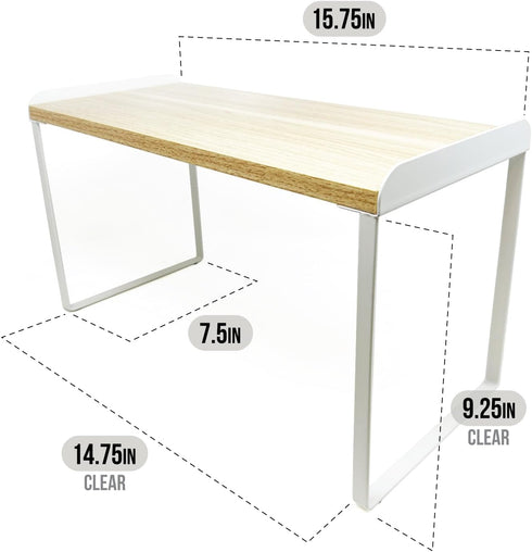 Mitus Counter, Counter, 16" Shelf Organizer and Storage, Tiered Wood Cabinet Rack for The Kitchen Bathroom Pantry