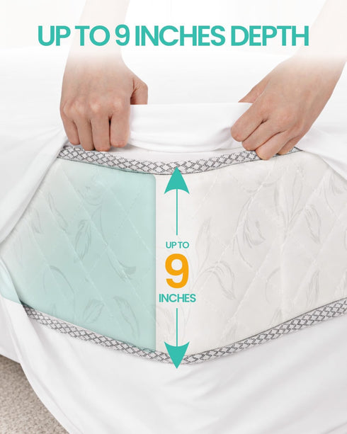 2 Pack, 9 Inch 6-Sided Premium Queen Waterproof Mattress Cover Zippered Mattress Protector, Deep, Mattress Encasement
