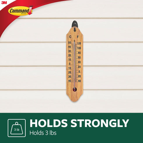 Command Outdoor Hooks, 2 Hooks and 4 Strips, Damage-Free Hanging Wall Decor with Weather Resistant Strips, Holds 3 lb